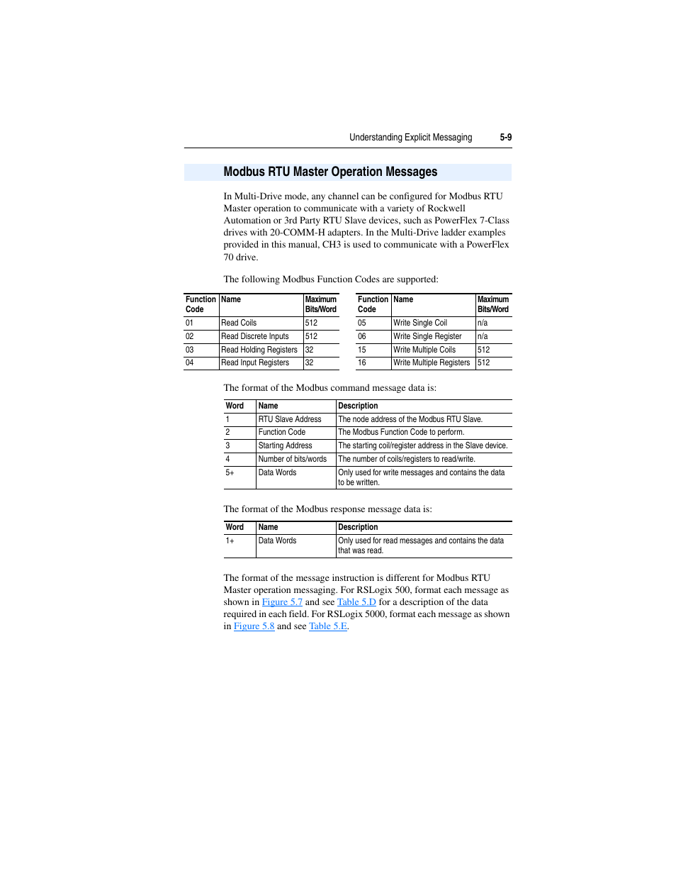 Modbus rtu master operation messages, Modbus rtu master operation messages -9 | Rockwell Automation 1769-SM2 Compact I/O DSI/Modbus Communication Module User Manual | Page 73 / 204