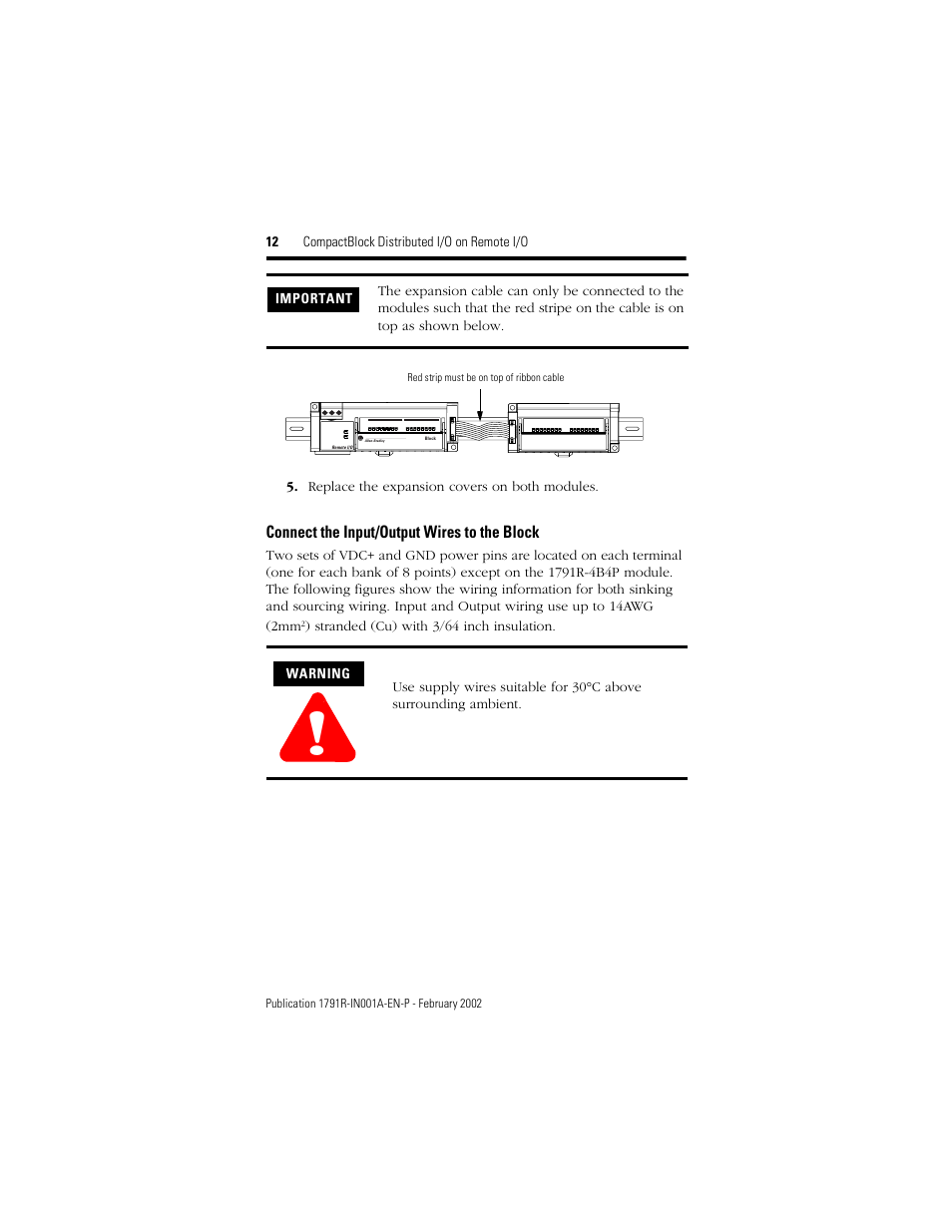 Connect the input/output wires to the block | Rockwell Automation 1791R-XXXX CompactBlock RIO User Manual | Page 12 / 28