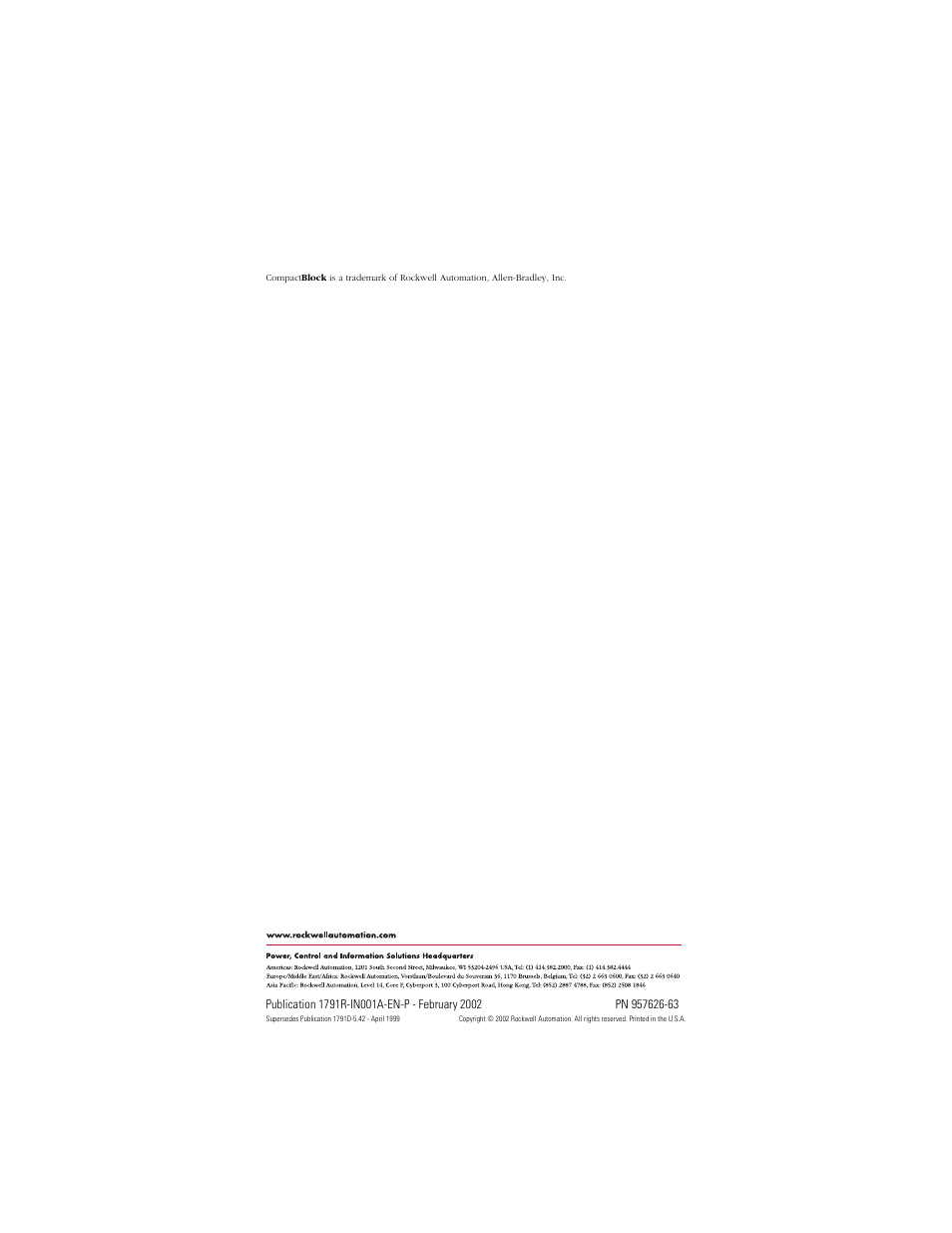 Back cover | Rockwell Automation 1791R-XXXX CompactBlock RIO User Manual | Page 28 / 28