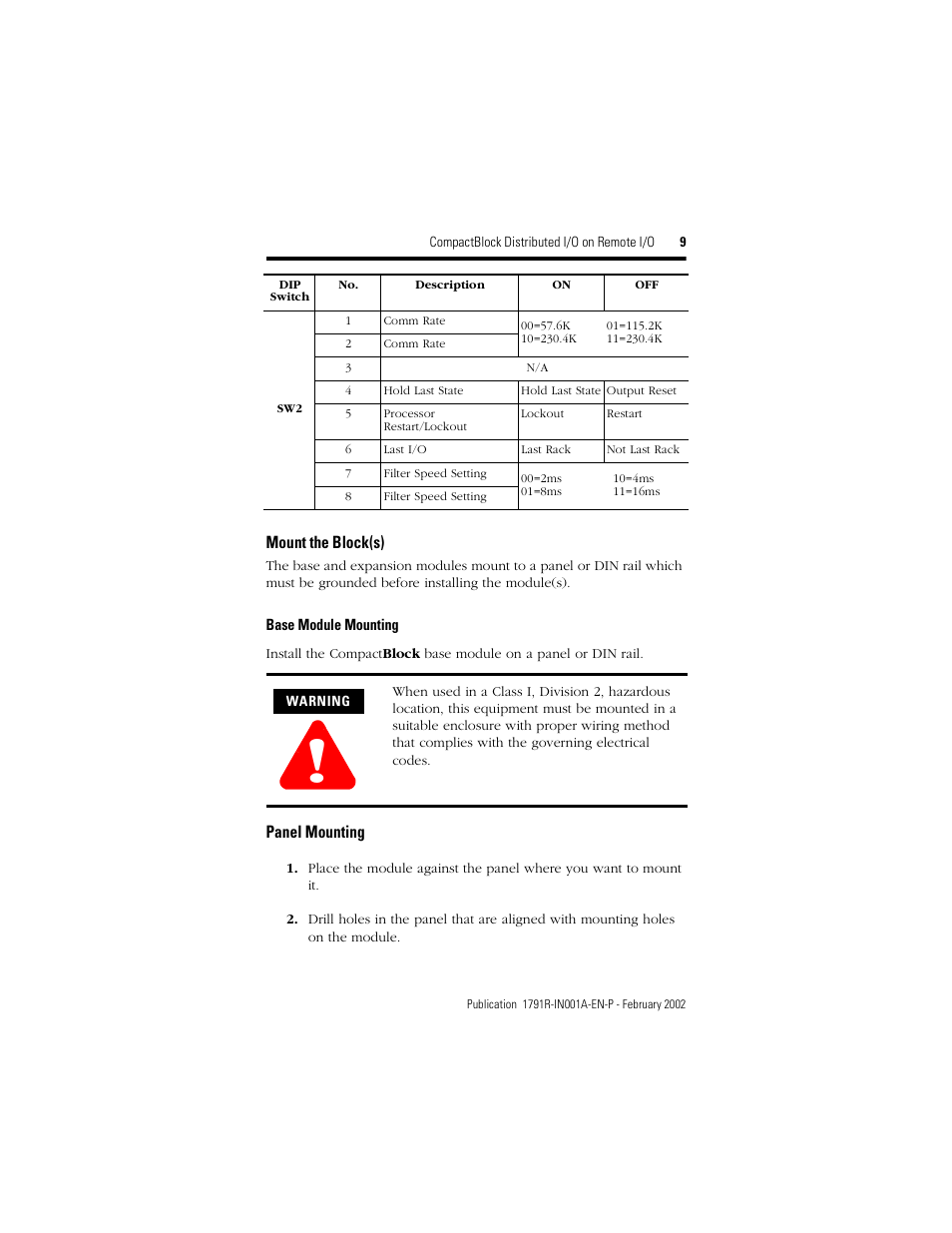 Mount the block(s) | Rockwell Automation 1791R-XXXX CompactBlock RIO User Manual | Page 9 / 28