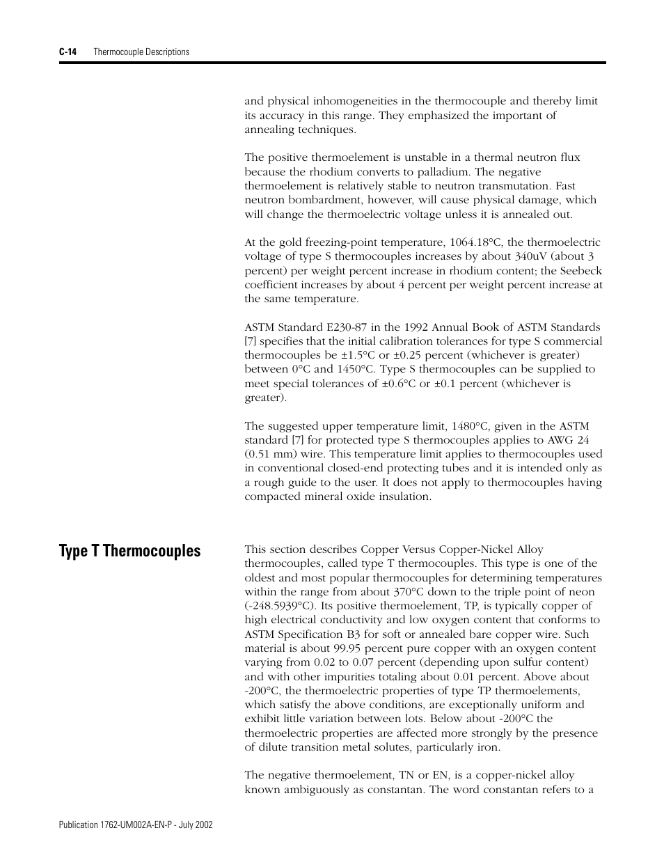 Type t thermocouples | Rockwell Automation 1762-IT4 Thermocouple/mV Input Module User Manual | Page 114 / 144