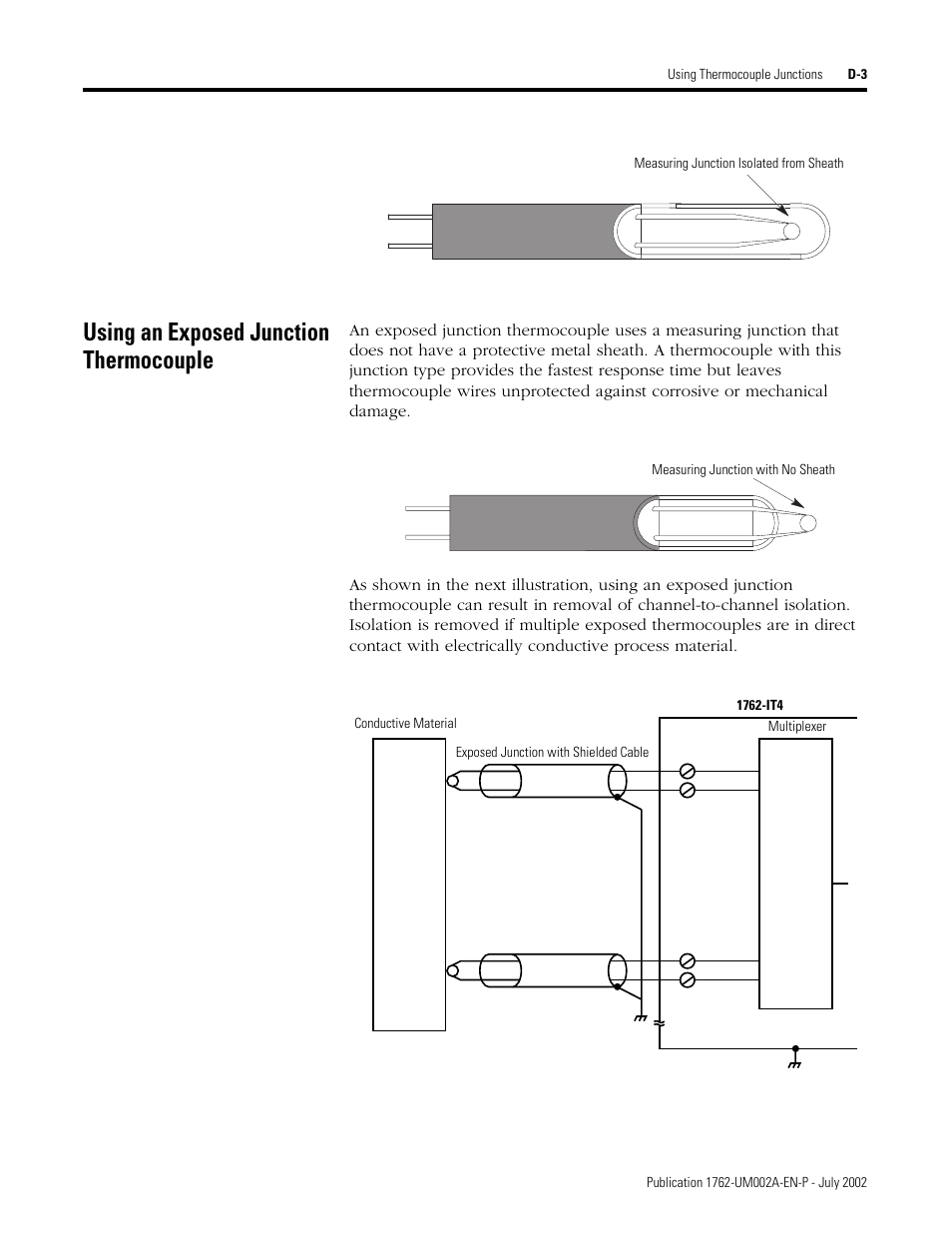 Using an exposed junction thermocouple | Rockwell Automation 1762-IT4 Thermocouple/mV Input Module User Manual | Page 125 / 144