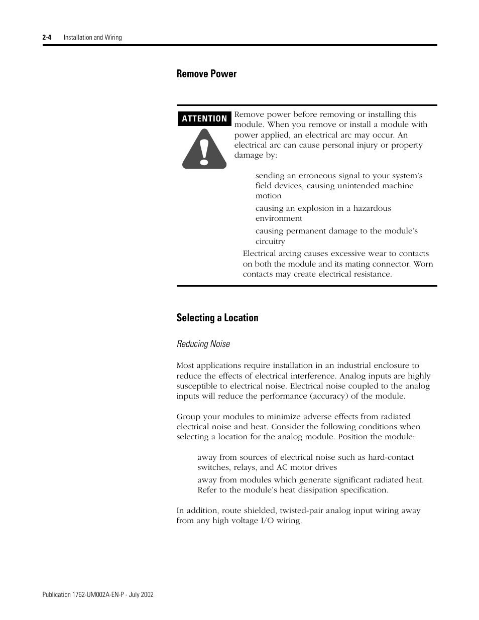 Remove power -4 selecting a location -4 | Rockwell Automation 1762-IT4 Thermocouple/mV Input Module User Manual | Page 20 / 144