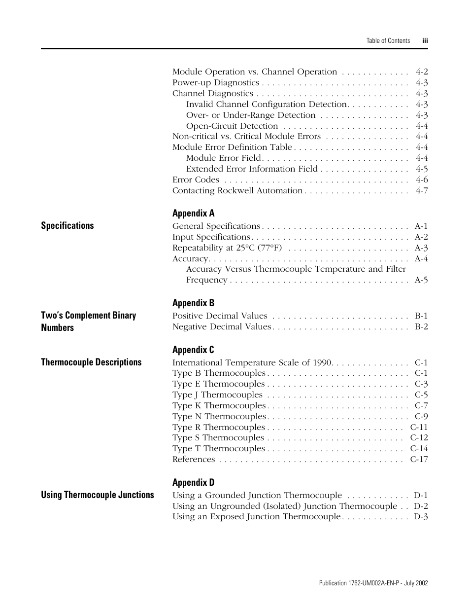 Rockwell Automation 1762-IT4 Thermocouple/mV Input Module User Manual | Page 5 / 144