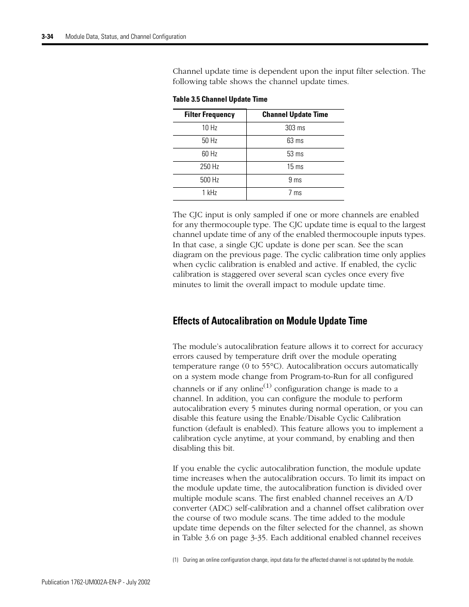 Effects of autocalibration on module update time | Rockwell Automation 1762-IT4 Thermocouple/mV Input Module User Manual | Page 64 / 144