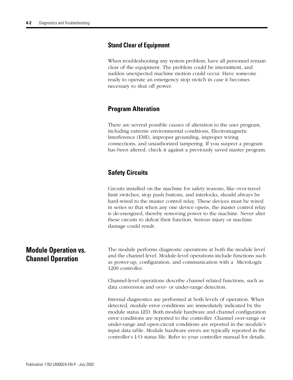 Module operation vs. channel operation, Module operation vs. channel operation -2 | Rockwell Automation 1762-IT4 Thermocouple/mV Input Module User Manual | Page 70 / 144