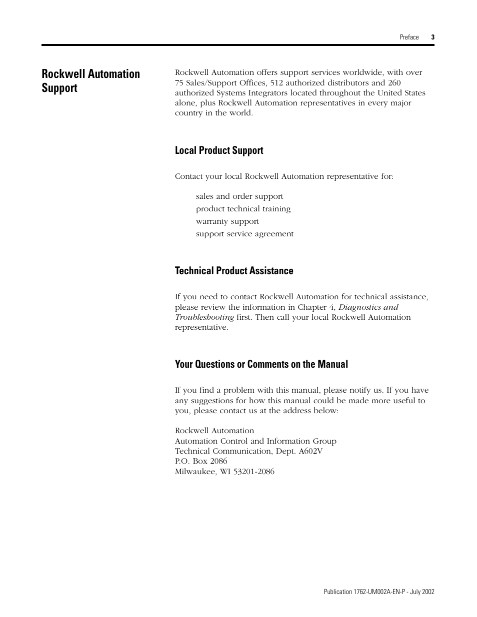 Rockwell automation support | Rockwell Automation 1762-IT4 Thermocouple/mV Input Module User Manual | Page 9 / 144