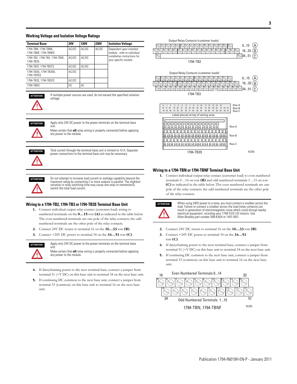 Working voltage and isolation voltage ratings, Ab c | Rockwell Automation 1794-OW8_OW8K_OW8XT Flex I/O 8 Output Relay Module User Manual | Page 3 / 6