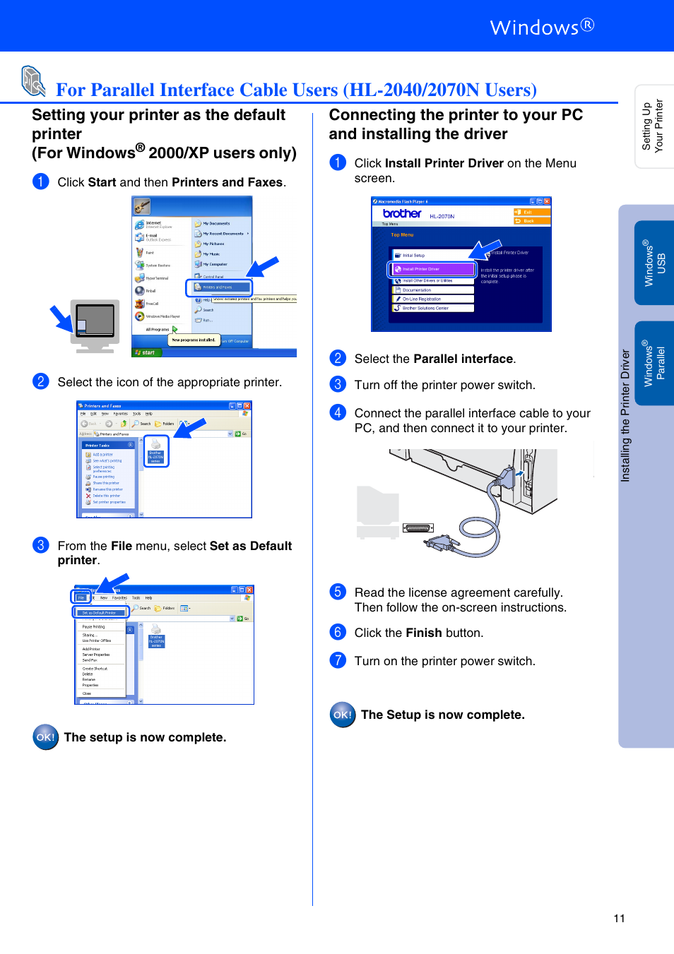 2000/xp users only) | Brother HL-2030 User Manual | Page 11 / 18