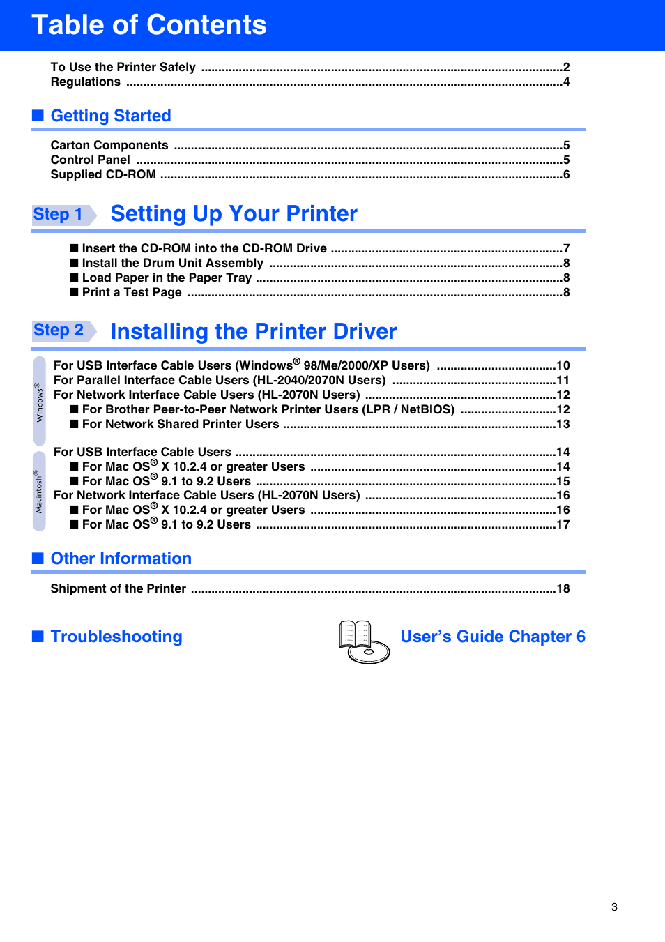 Brother HL-2030 User Manual | Page 3 / 18