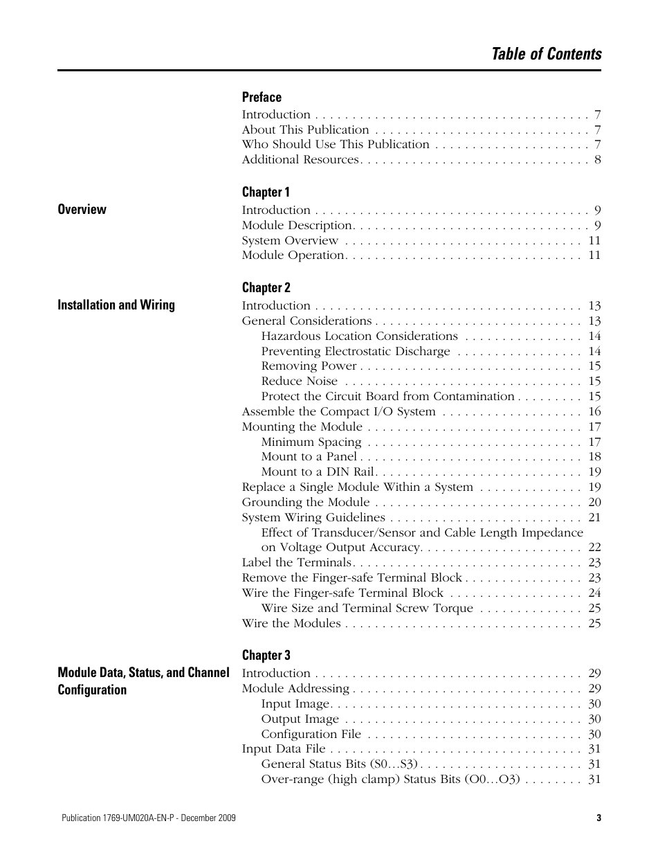 Rockwell Automation 1769-OF4 Compact Analog Output Module User Manual | Page 3 / 76