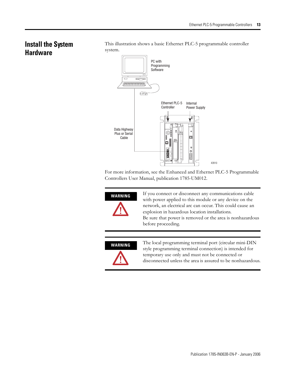 Install the system hardware | Rockwell Automation 1785-Lx0E Ethernet PLC-5 Programmable Controllers Installation Instructions User Manual | Page 13 / 28