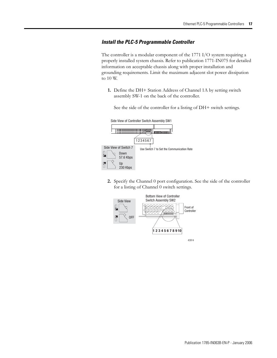 Install the plc-5 programmable controller | Rockwell Automation 1785-Lx0E Ethernet PLC-5 Programmable Controllers Installation Instructions User Manual | Page 17 / 28