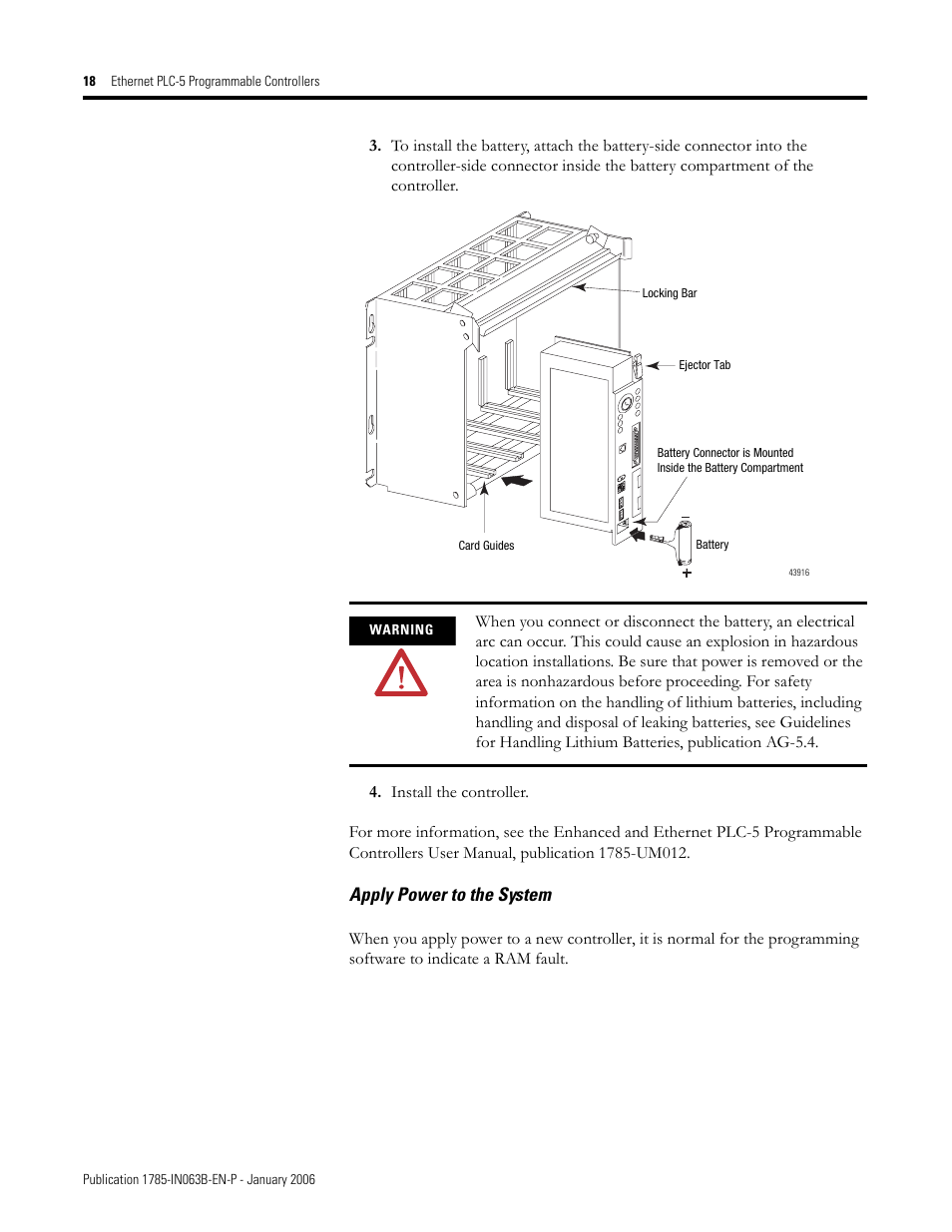 Apply power to the system | Rockwell Automation 1785-Lx0E Ethernet PLC-5 Programmable Controllers Installation Instructions User Manual | Page 18 / 28