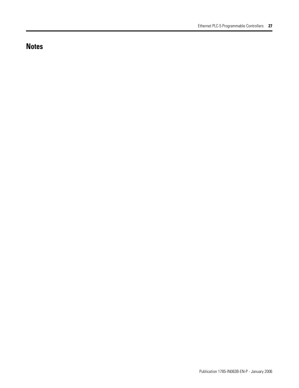 Notes | Rockwell Automation 1785-Lx0E Ethernet PLC-5 Programmable Controllers Installation Instructions User Manual | Page 27 / 28
