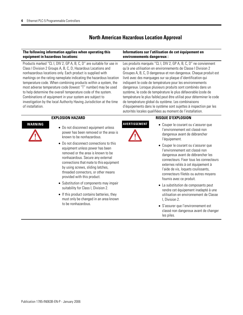 North american hazardous location approval | Rockwell Automation 1785-Lx0E Ethernet PLC-5 Programmable Controllers Installation Instructions User Manual | Page 4 / 28