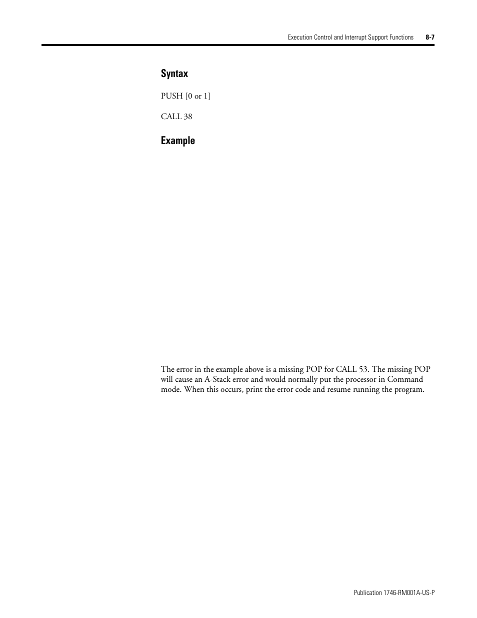 Syntax, Example | Rockwell Automation 1746-BAS BASIC LANGUAGE User Manual | Page 103 / 280