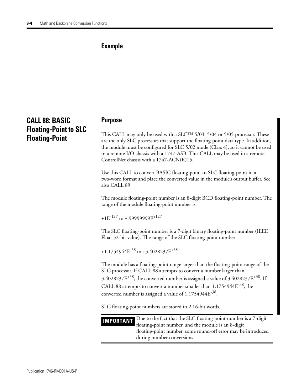 Example, Purpose | Rockwell Automation 1746-BAS BASIC LANGUAGE User Manual | Page 120 / 280