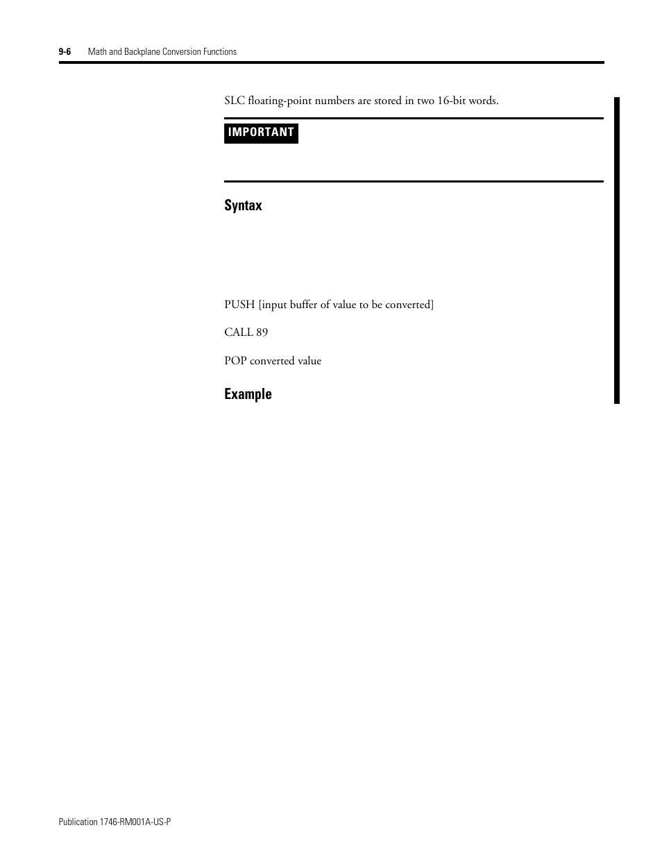 Syntax, Example | Rockwell Automation 1746-BAS BASIC LANGUAGE User Manual | Page 122 / 280