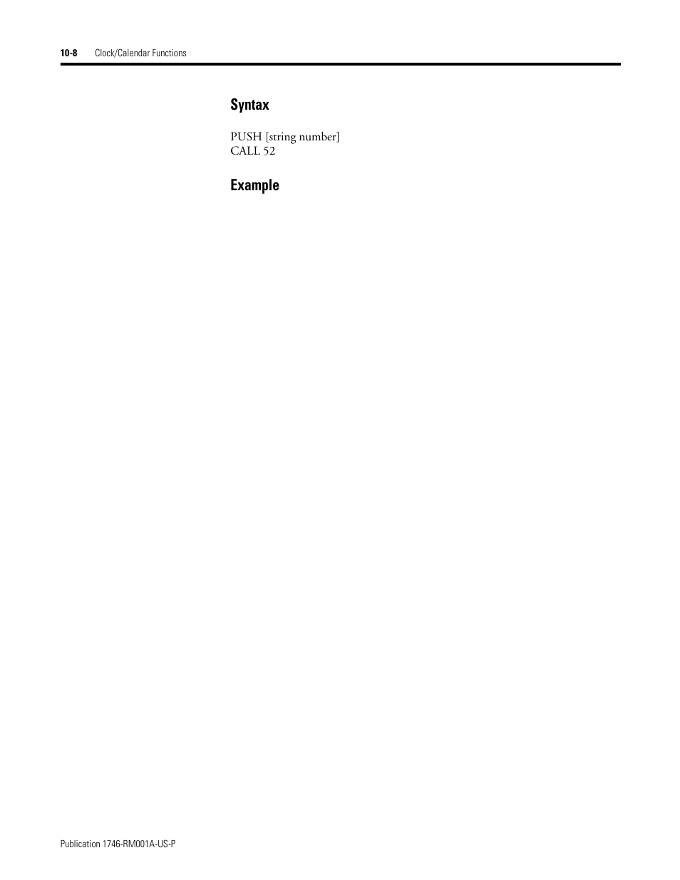 Syntax, Example | Rockwell Automation 1746-BAS BASIC LANGUAGE User Manual | Page 130 / 280