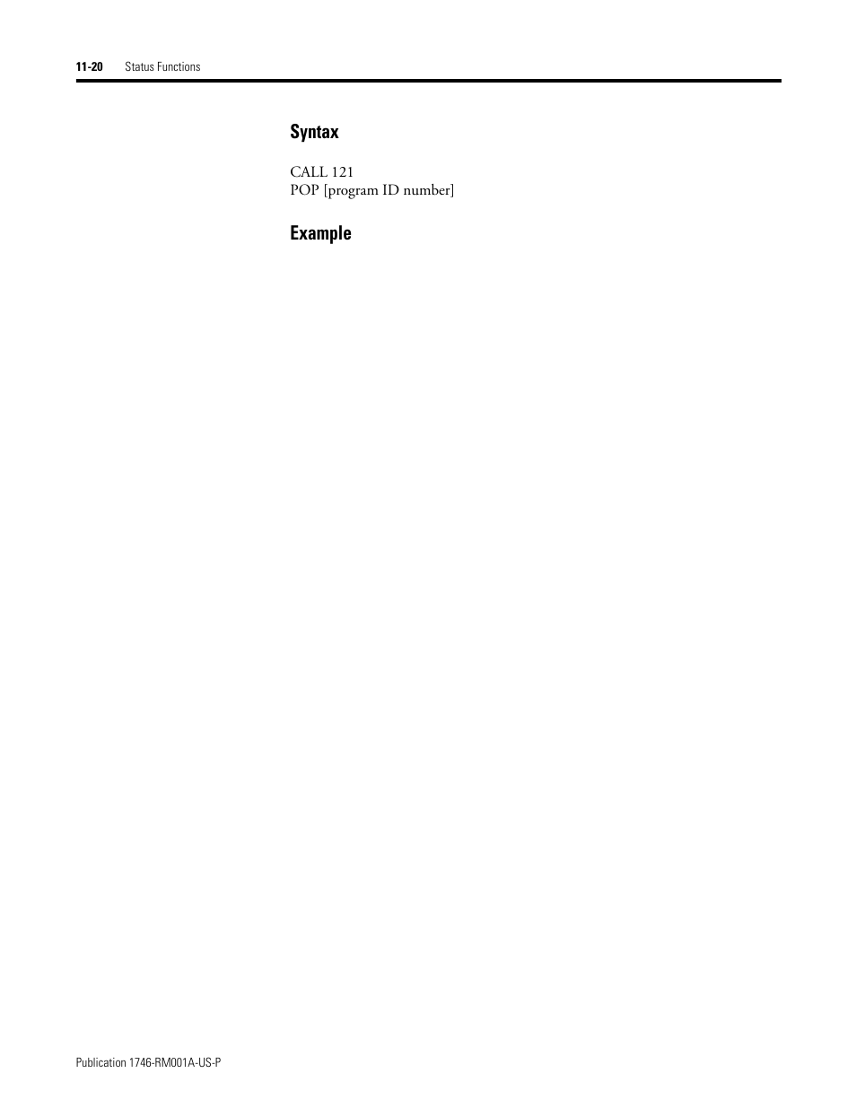 Syntax, Example | Rockwell Automation 1746-BAS BASIC LANGUAGE User Manual | Page 150 / 280