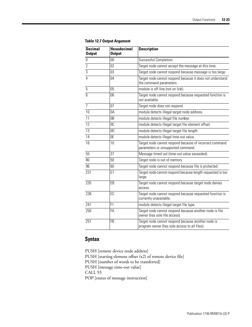 Syntax | Rockwell Automation 1746-BAS BASIC LANGUAGE User Manual | Page 173 / 280