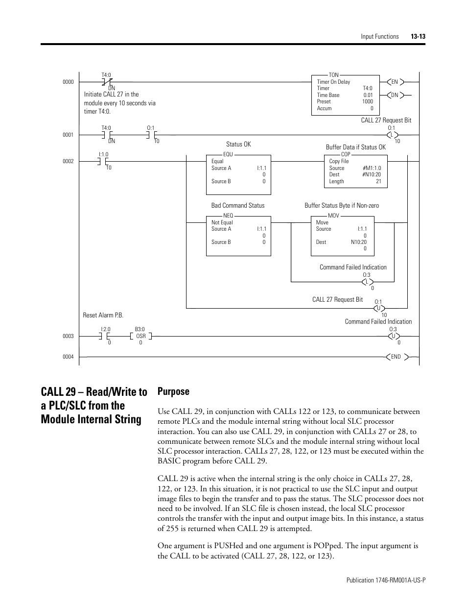 Purpose | Rockwell Automation 1746-BAS BASIC LANGUAGE User Manual | Page 203 / 280