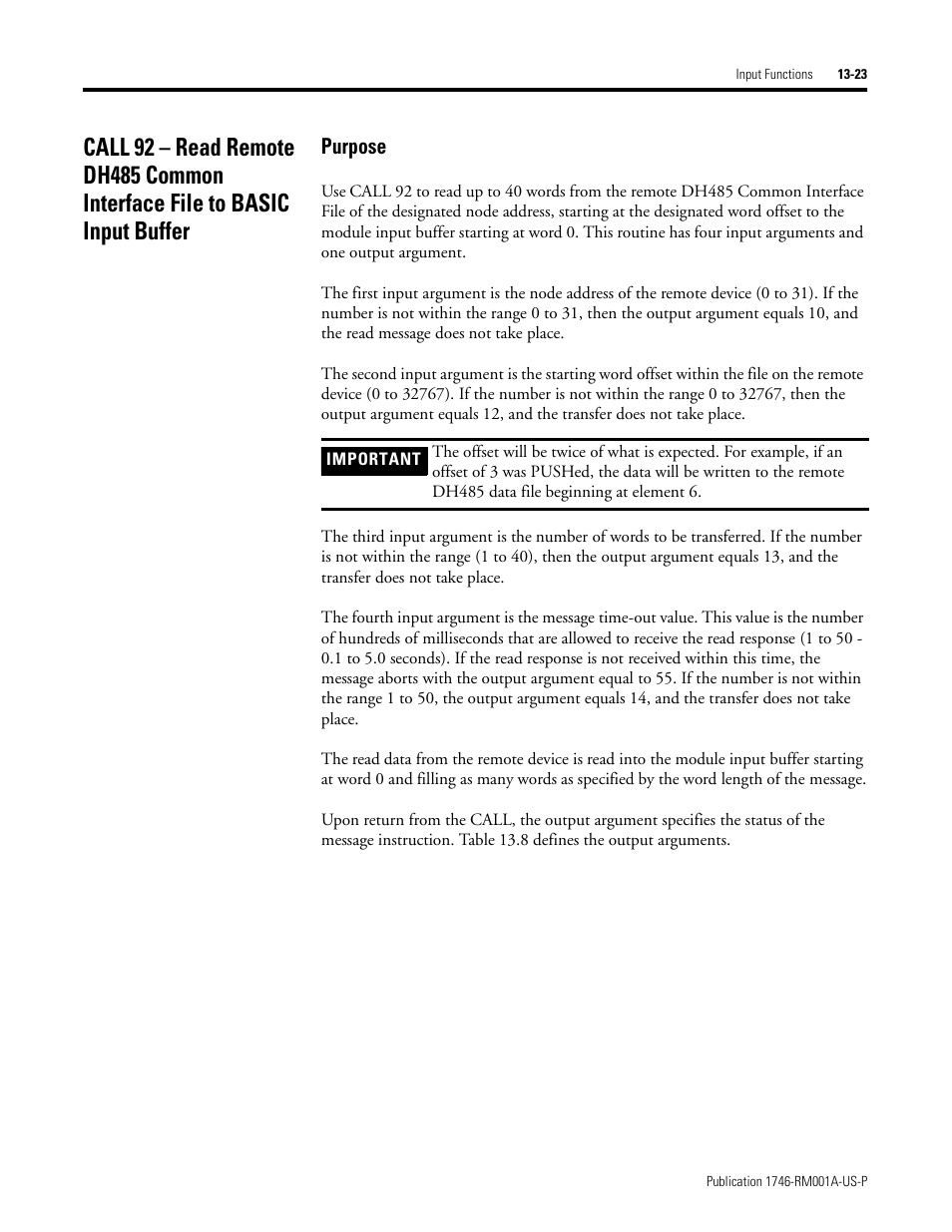 Purpose | Rockwell Automation 1746-BAS BASIC LANGUAGE User Manual | Page 213 / 280