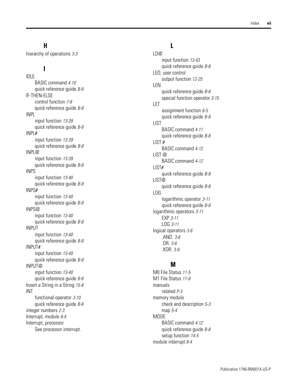Rockwell Automation 1746-BAS BASIC LANGUAGE User Manual | Page 273 / 280
