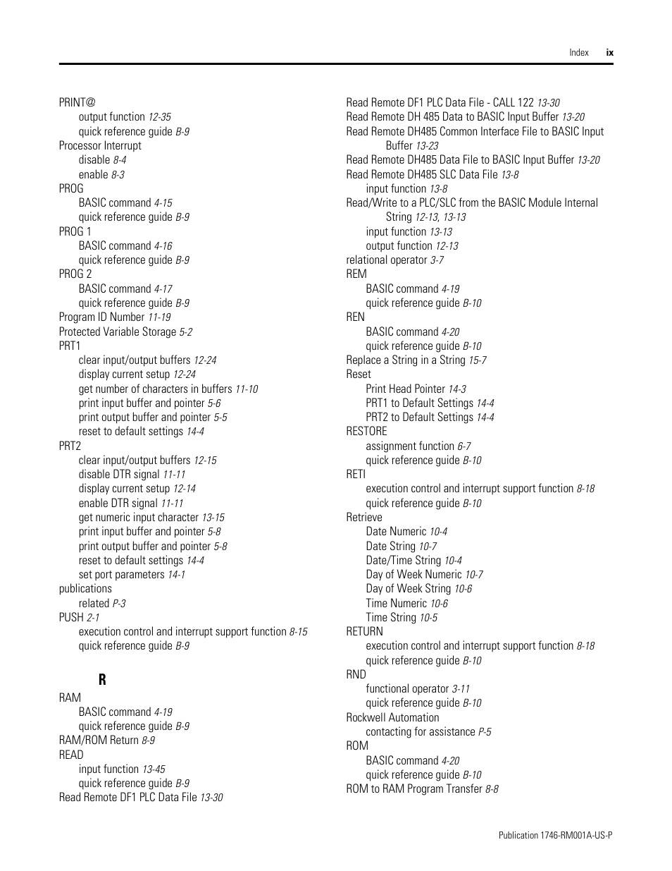Rockwell Automation 1746-BAS BASIC LANGUAGE User Manual | Page 275 / 280