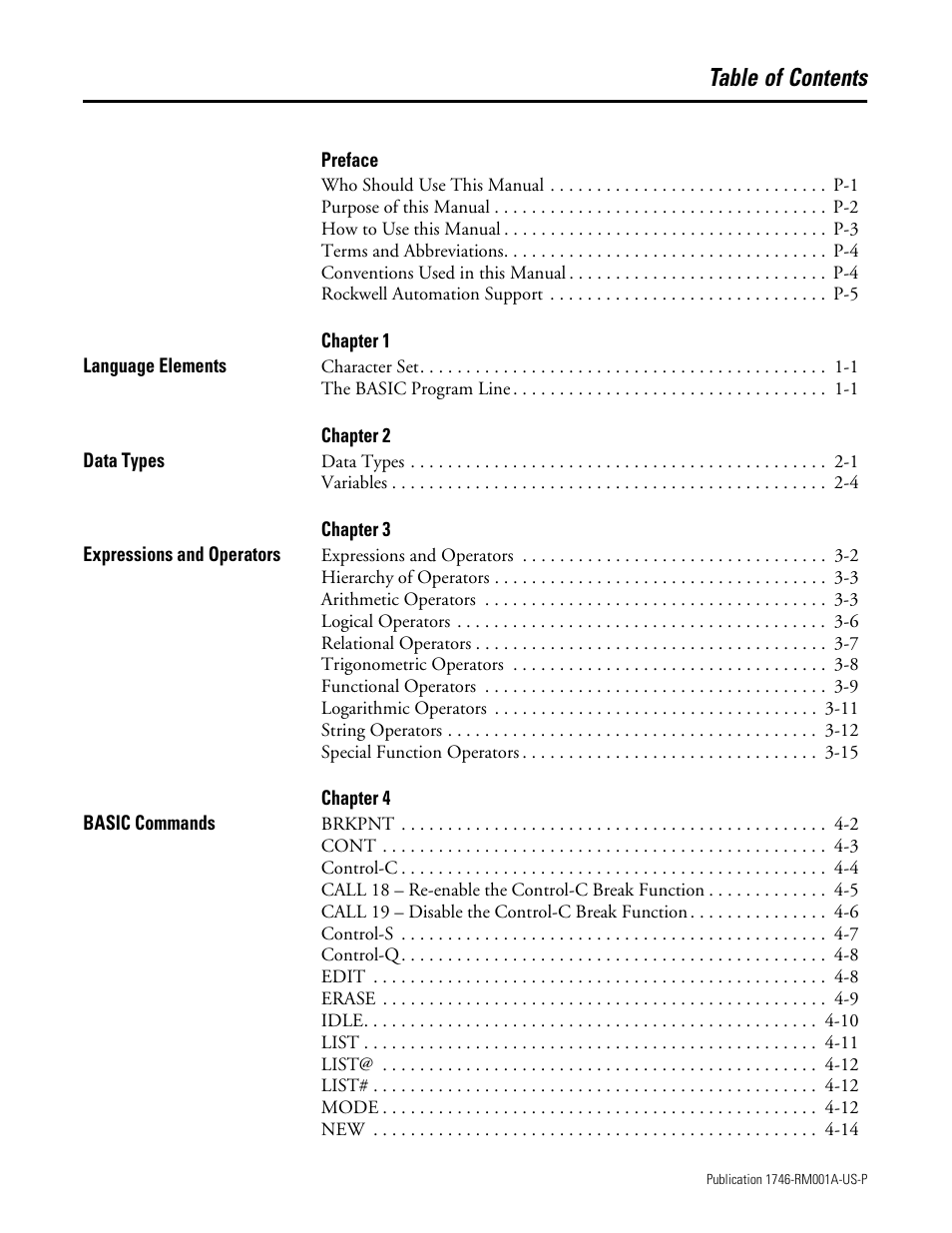 Rockwell Automation 1746-BAS BASIC LANGUAGE User Manual | Page 3 / 280