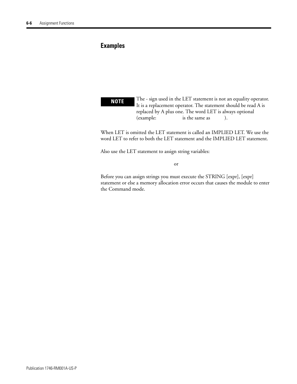 Examples | Rockwell Automation 1746-BAS BASIC LANGUAGE User Manual | Page 82 / 280
