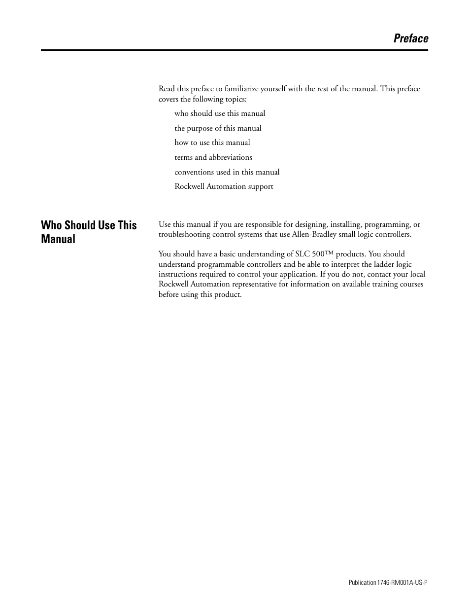 Preface, Who should use this manual | Rockwell Automation 1746-BAS BASIC LANGUAGE User Manual | Page 9 / 280