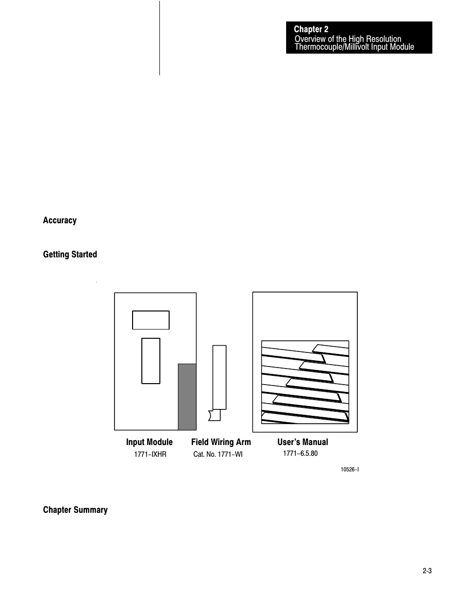 Accuracy, Getting started, Chapter summary | Rockwell Automation 1771-IXHR , D17716.5.80 HIGH RESOL.THERMOCOUPLE User Manual | Page 11 / 60