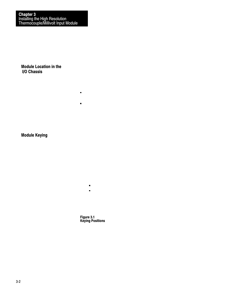 Module location in the i/o chassis, Module keying | Rockwell Automation 1771-IXHR , D17716.5.80 HIGH RESOL.THERMOCOUPLE User Manual | Page 13 / 60
