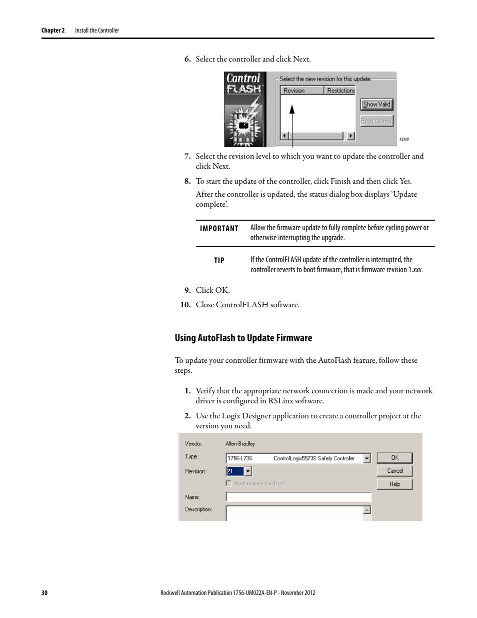 Using autoflash to update firmware | Rockwell Automation 1756-L7x GuardLogix 5570 Controllers User Manual | Page 30 / 144