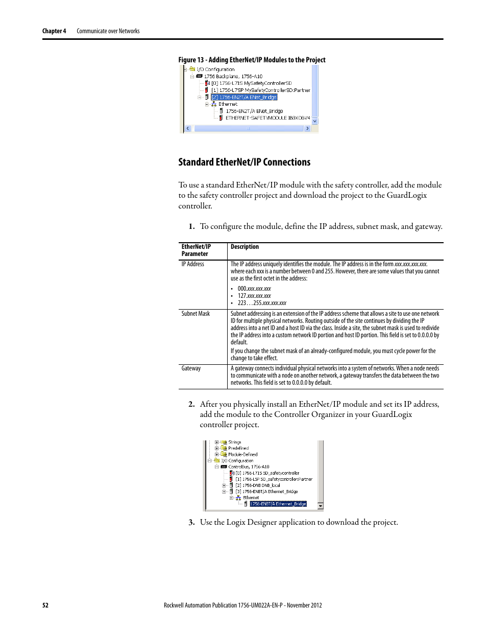 Standard ethernet/ip connections | Rockwell Automation 1756-L7x GuardLogix 5570 Controllers User Manual | Page 52 / 144