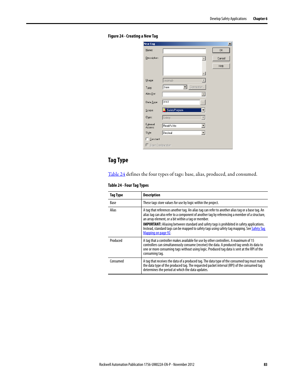 Tag type | Rockwell Automation 1756-L7x GuardLogix 5570 Controllers User Manual | Page 83 / 144