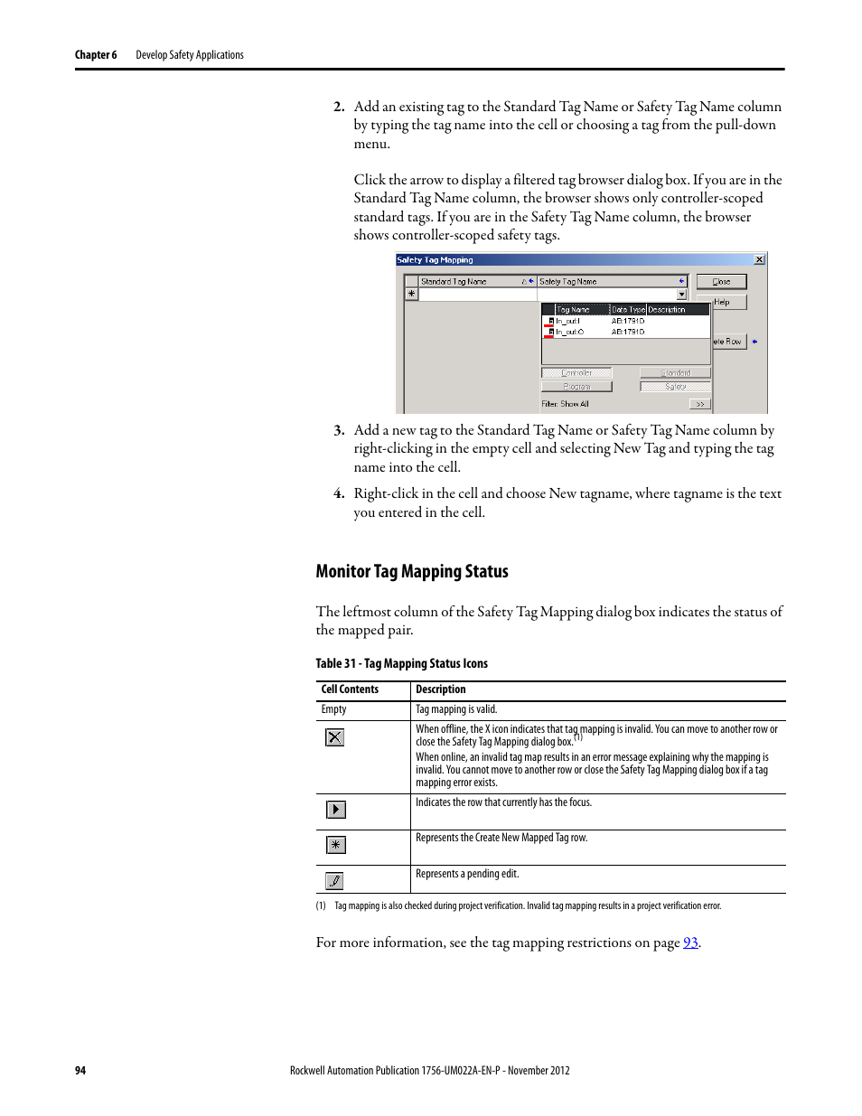 Monitor tag mapping status | Rockwell Automation 1756-L7x GuardLogix 5570 Controllers User Manual | Page 94 / 144