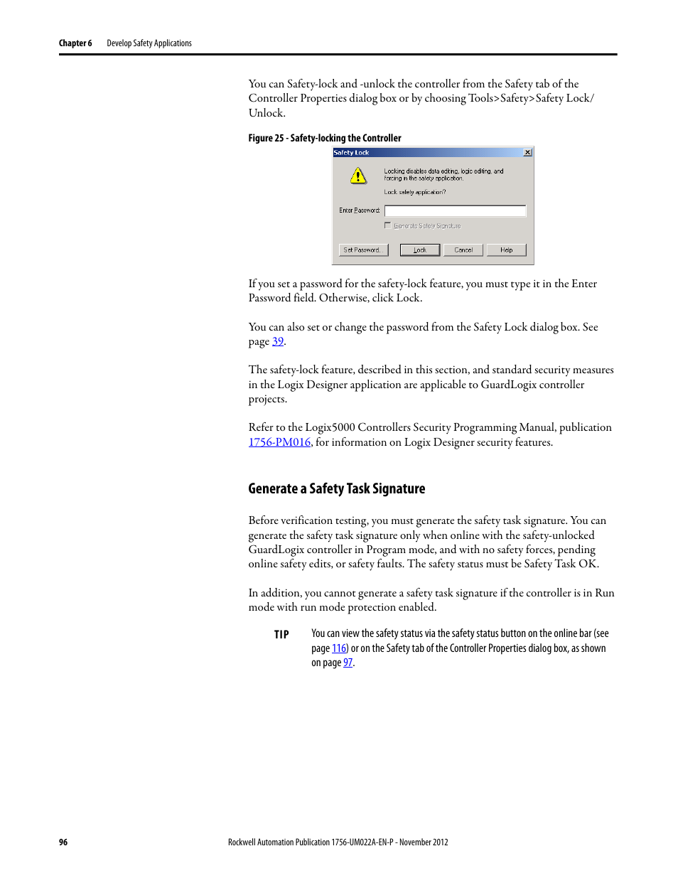 Generate a safety task signature | Rockwell Automation 1756-L7x GuardLogix 5570 Controllers User Manual | Page 96 / 144