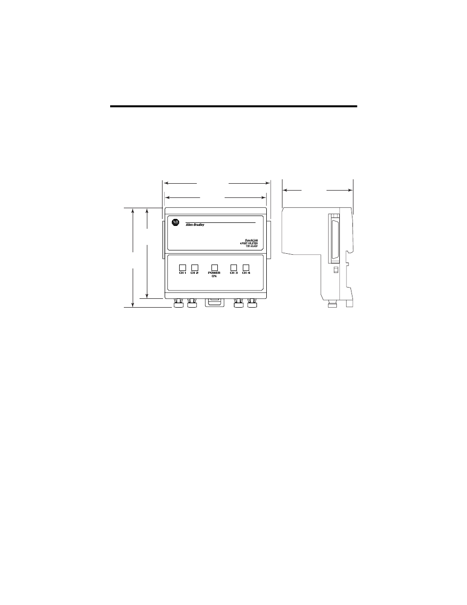 Mounting dimensions | Rockwell Automation 1751 SynchLink 4-Port Splitter Block Installation Instructions User Manual | Page 9 / 16