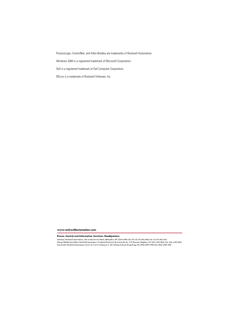 Back cover | Rockwell Automation 1757-SWKIT400 ProcessLogix R400.0 Server Installation Instructions User Manual | Page 12 / 12