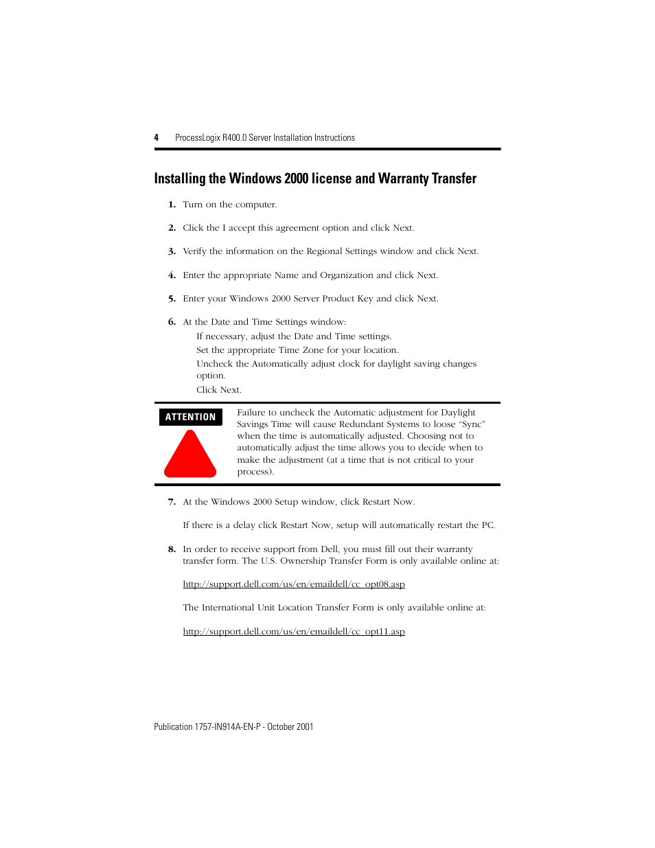 Rockwell Automation 1757-SWKIT400 ProcessLogix R400.0 Server Installation Instructions User Manual | Page 4 / 12