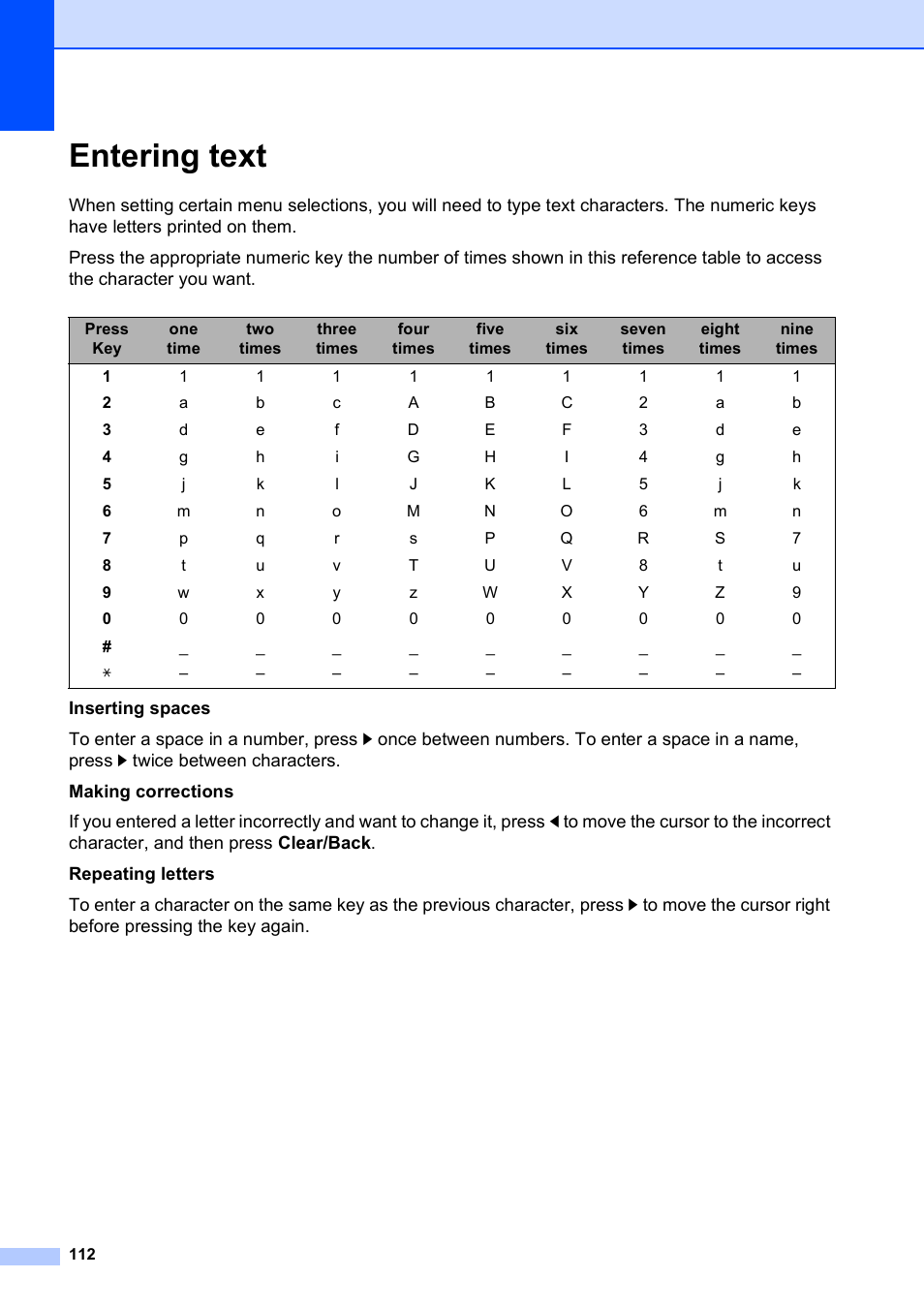 Entering text | Brother DCP-9010CN User Manual | Page 120 / 136
