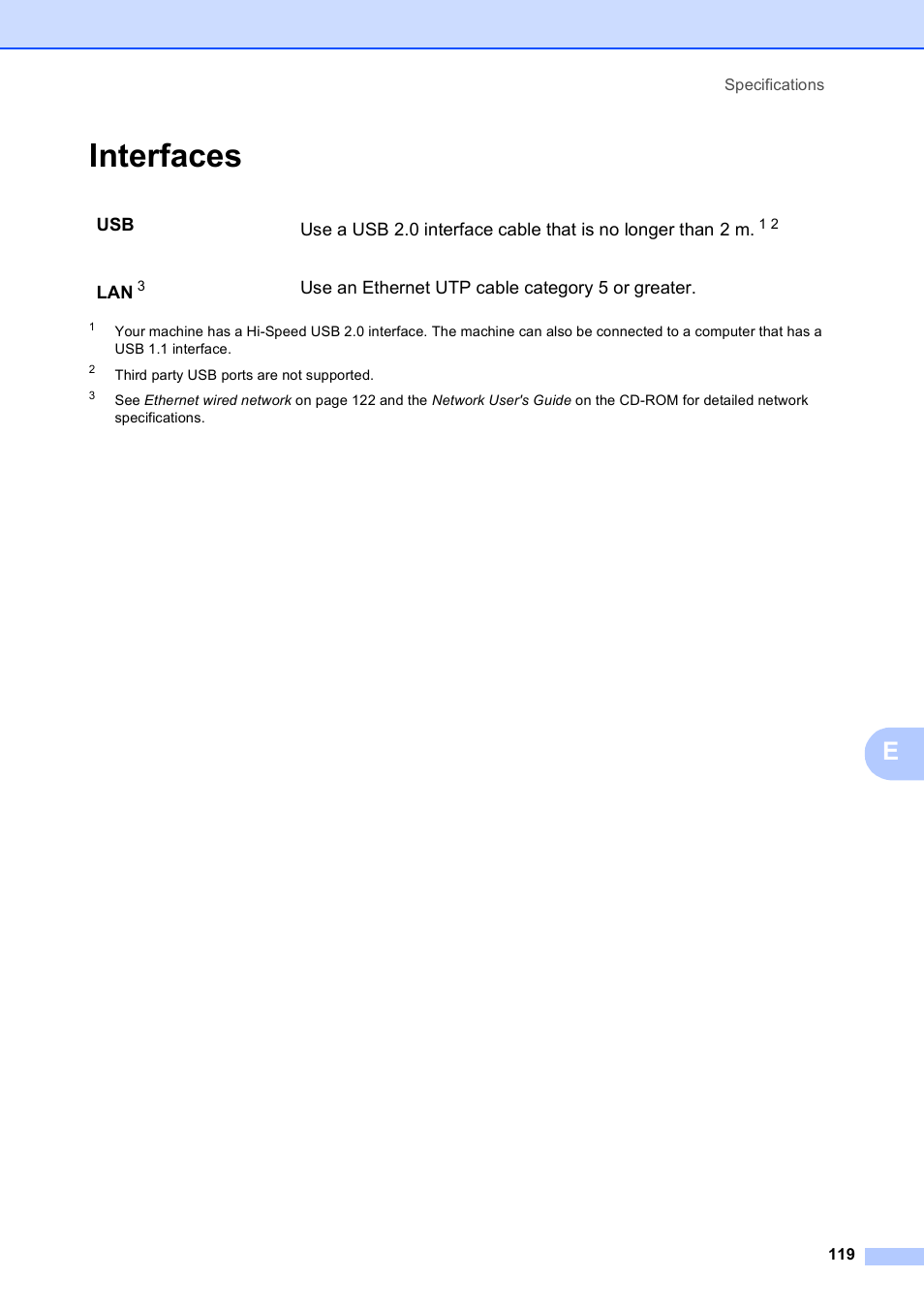 Interfaces | Brother DCP-9010CN User Manual | Page 127 / 136