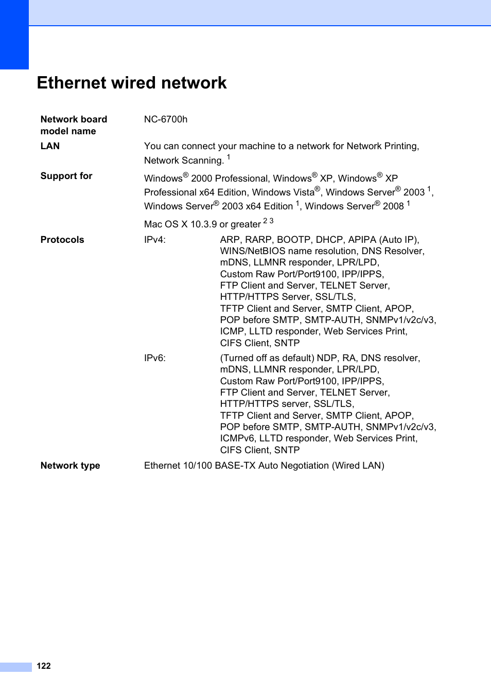 Ethernet wired network | Brother DCP-9010CN User Manual | Page 130 / 136