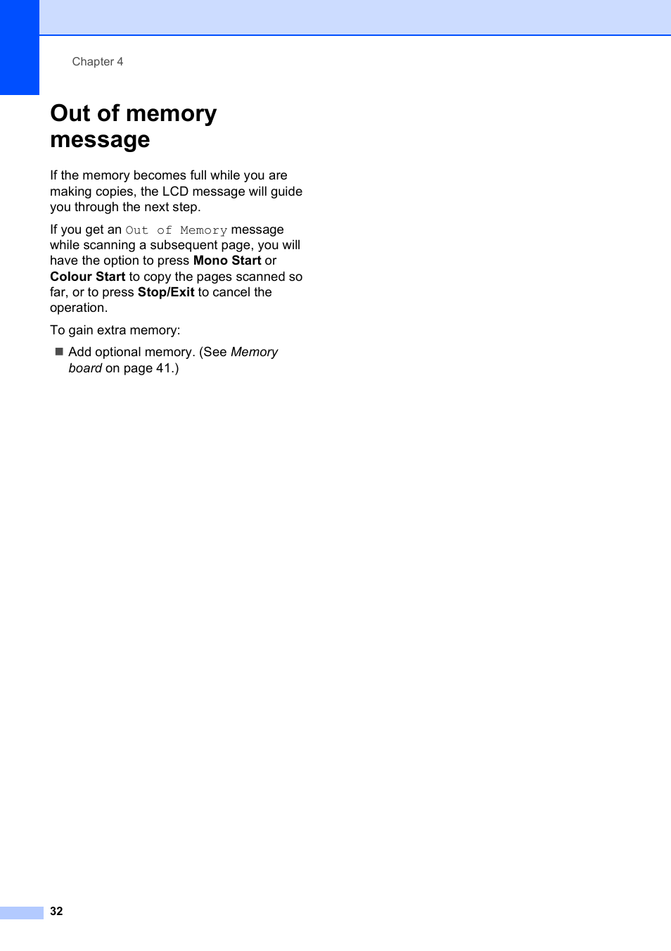 Out of memory message | Brother DCP-9010CN User Manual | Page 40 / 136