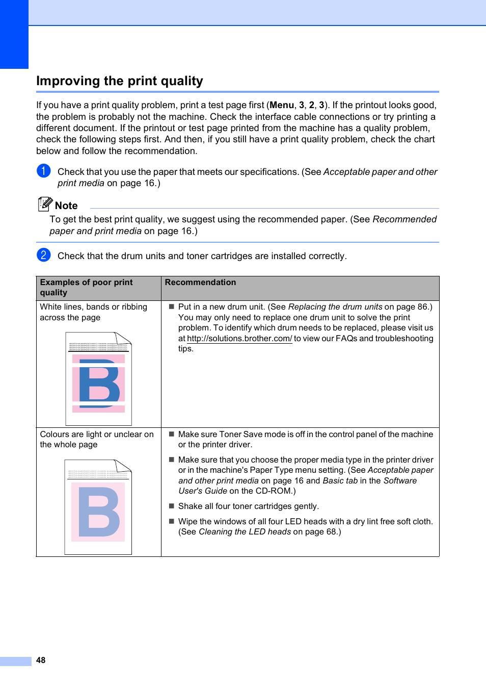 Improving the print quality | Brother DCP-9010CN User Manual | Page 56 / 136