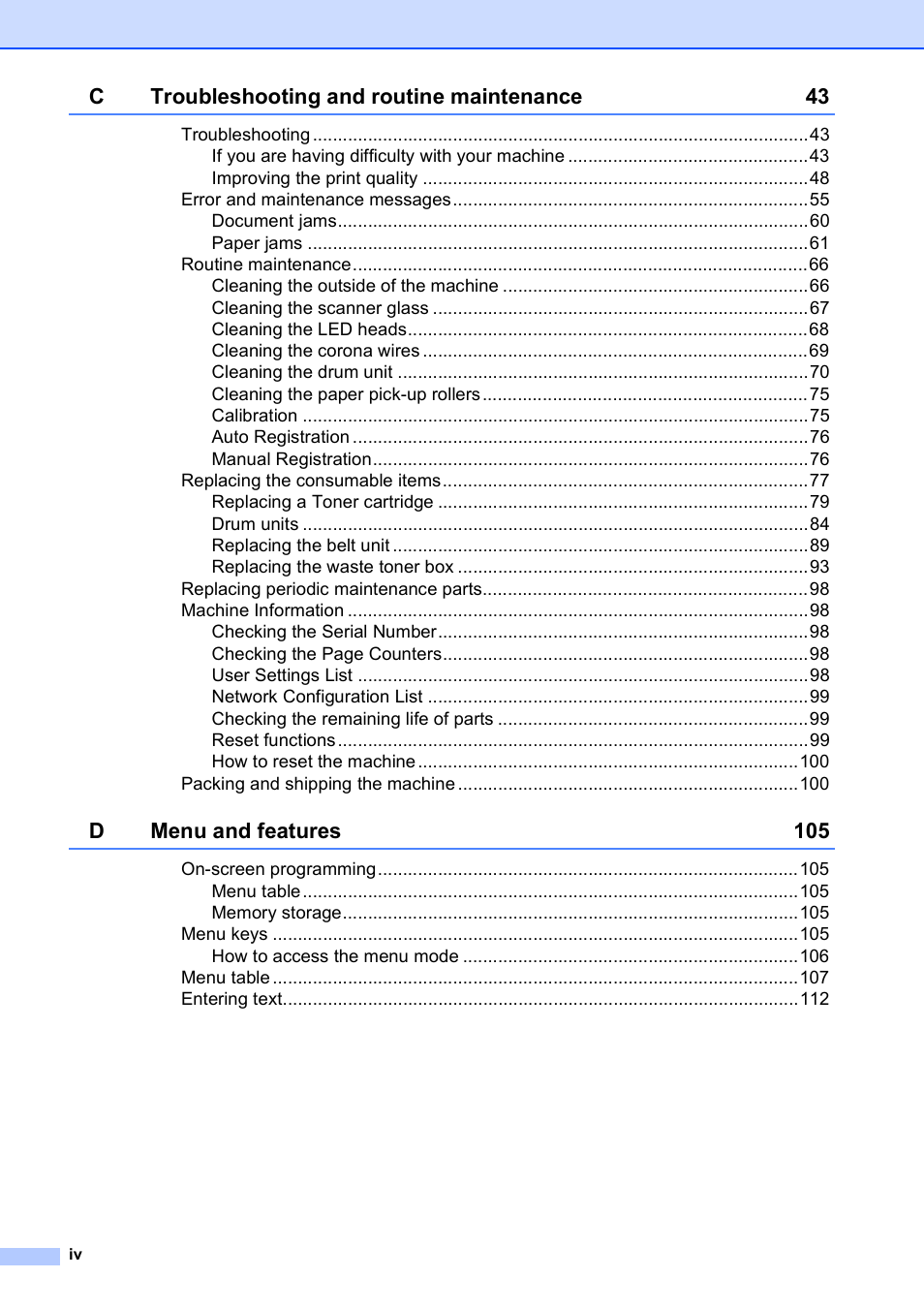Brother DCP-9010CN User Manual | Page 6 / 136