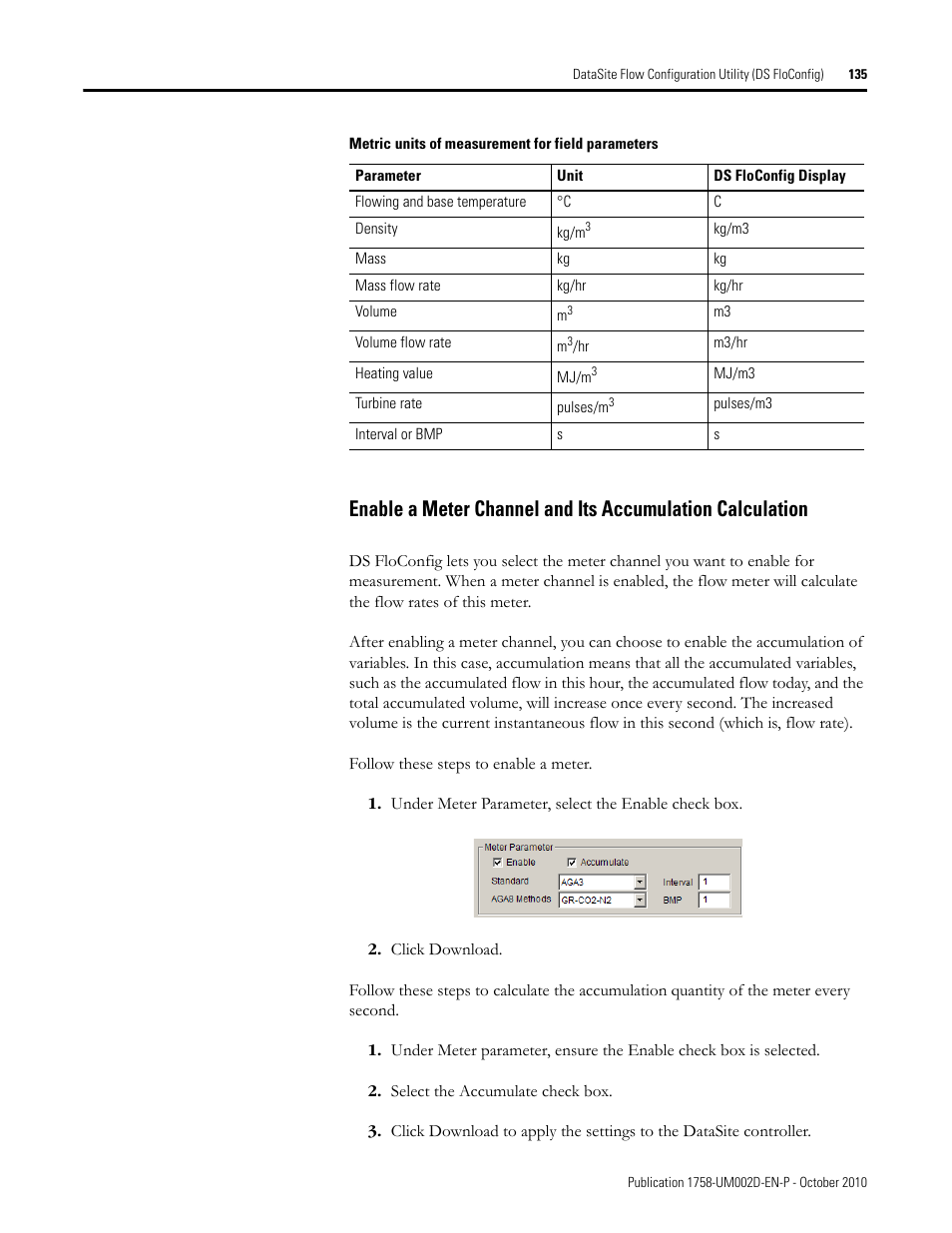 Please see, Enable a meter channel and its | Rockwell Automation 1758-RTU202 DataSite Software User Manual FRN 1.2 User Manual | Page 135 / 348